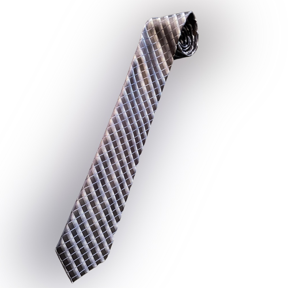 😎 Kenneth Cole blue patterned 100% silk neck tie